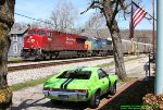 Canadian Pacific ES44AC 8920 leading CSX SD70MAC 4718 on the ex-B&O Chicago main line, now CSXs Pittsburgh Subdivision, at BF-294.5 in West Newton, Pennsylvania on April 21, 2014. 